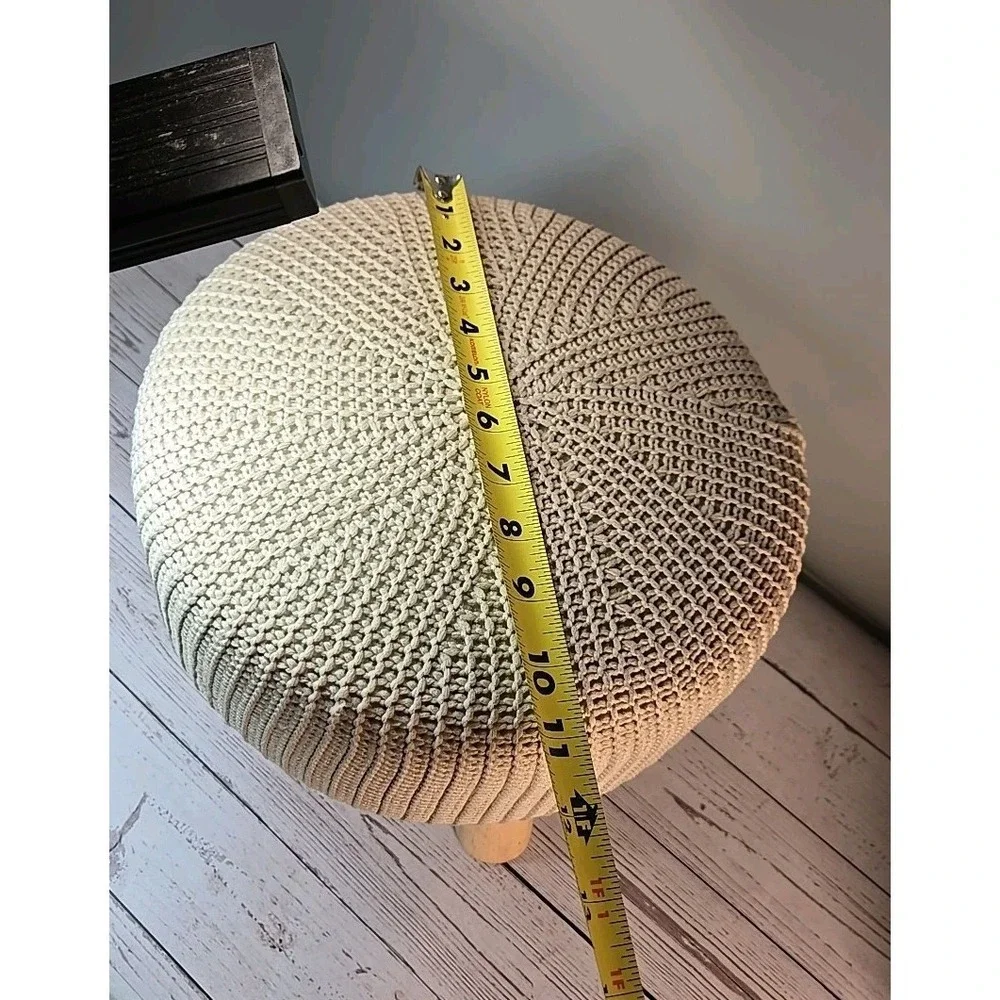 Foot Stool Round Natural Tan Boho Scandinavian Pouf Floor Ottoman 11